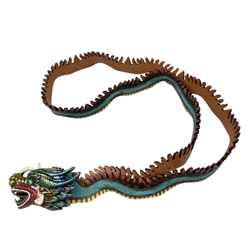 GUCCI Dragon Belt 105/42 Multicolor Leather Dragon Head Buckle Made Italy Rare